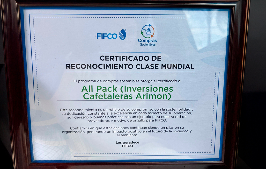 Allpack es reconocida por FIFCO como Proveedor de Clase Mundial en Compras Sostenibles